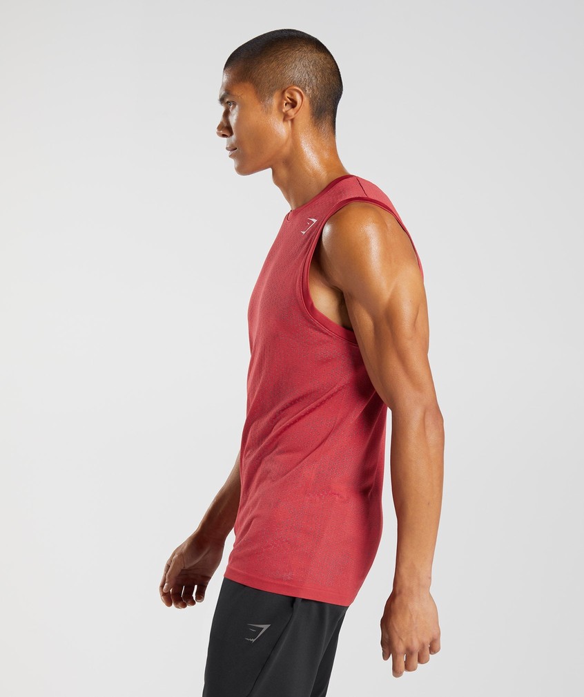 Red / Burgundy Men's Gymshark Sport Seamless Tank | USA-08134