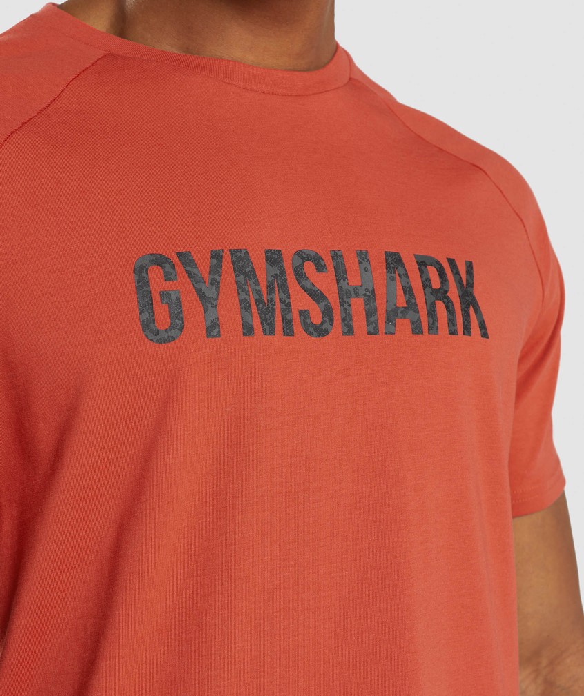 Red Men's Gymshark Apollo Camo T-Shirts | USA-40193