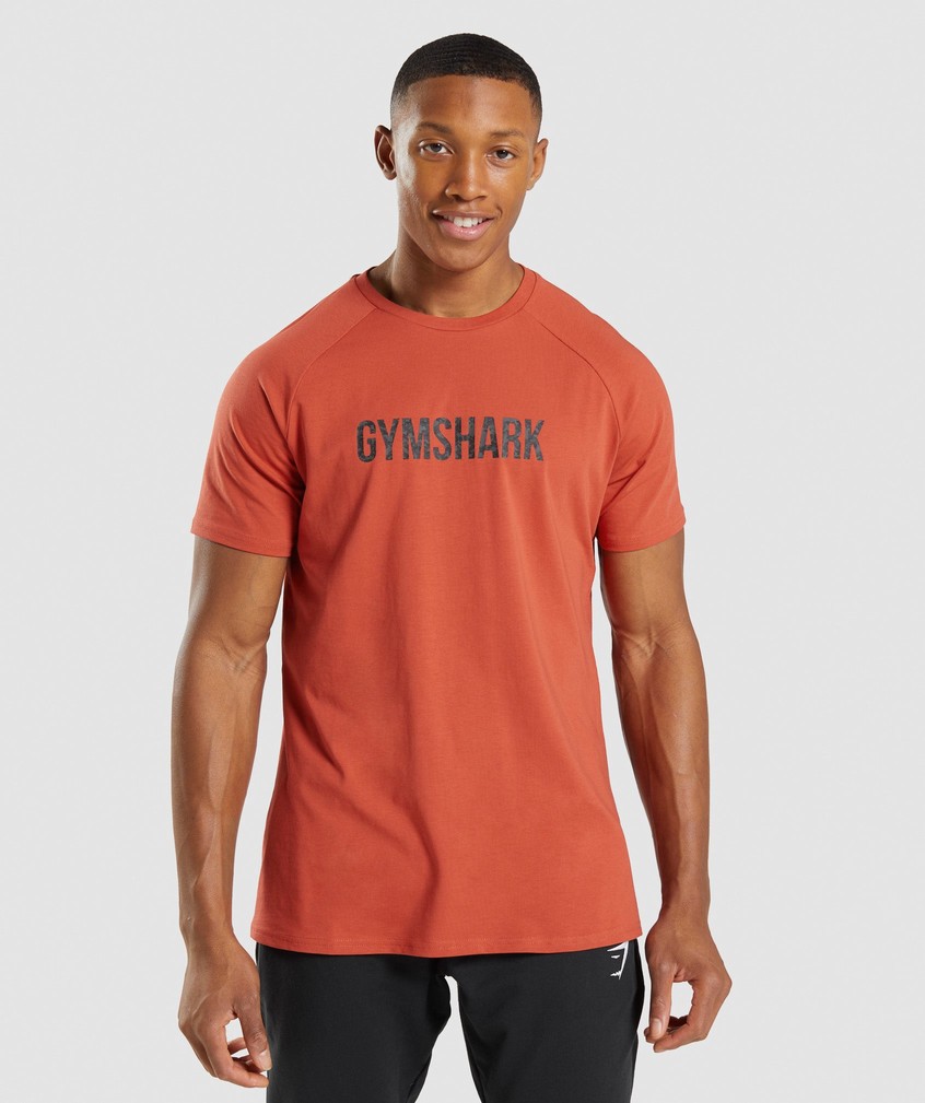 Red Men\'s Gymshark Apollo Camo T-Shirts | USA-40193