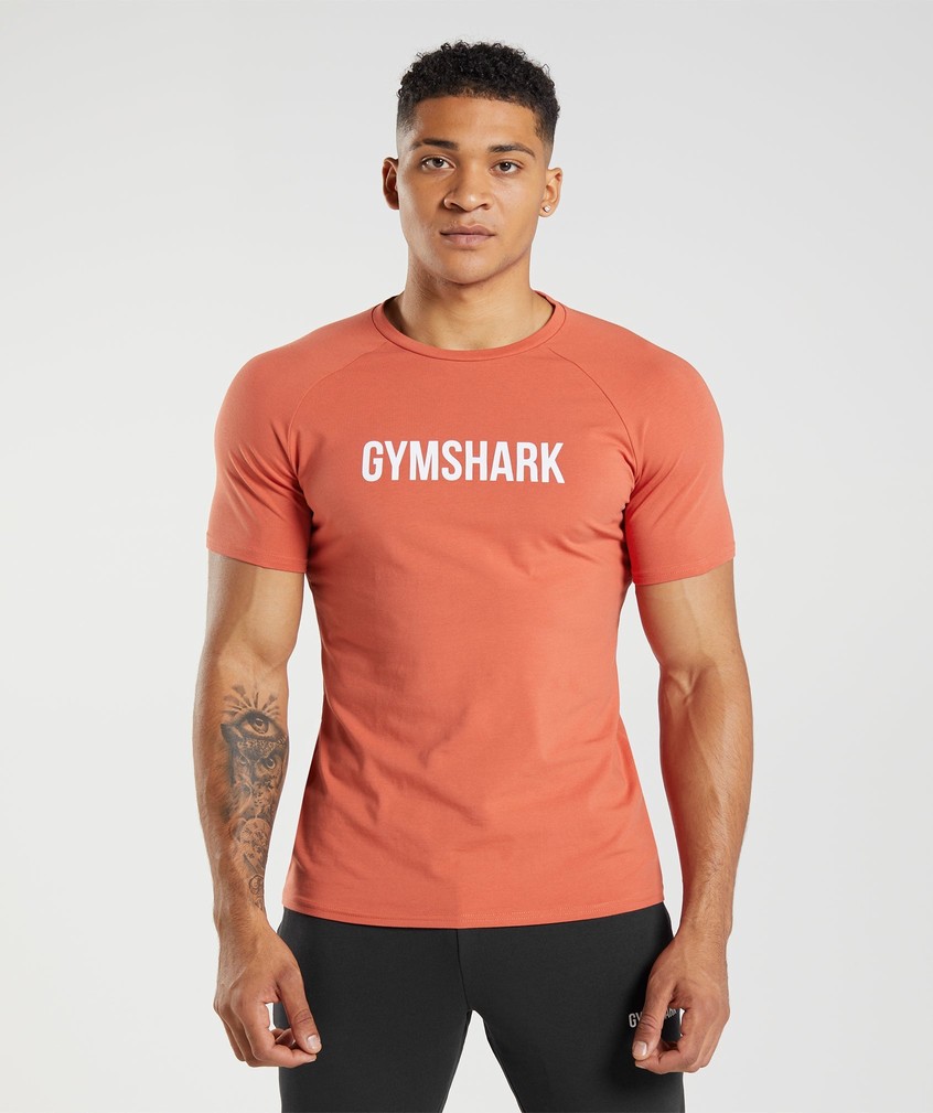 Red Men\'s Gymshark Apollo T-Shirts | USA-19603