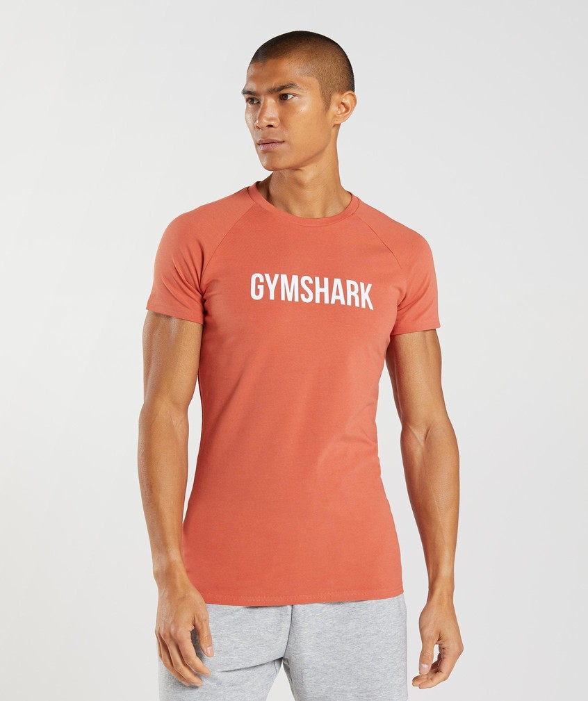 Red Men\'s Gymshark Apollo T-Shirts | USA-91208