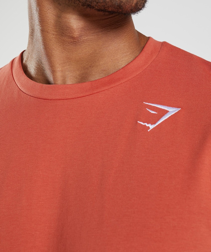 Red Men's Gymshark Crest Long Sleeve T-Shirts | USA-03675