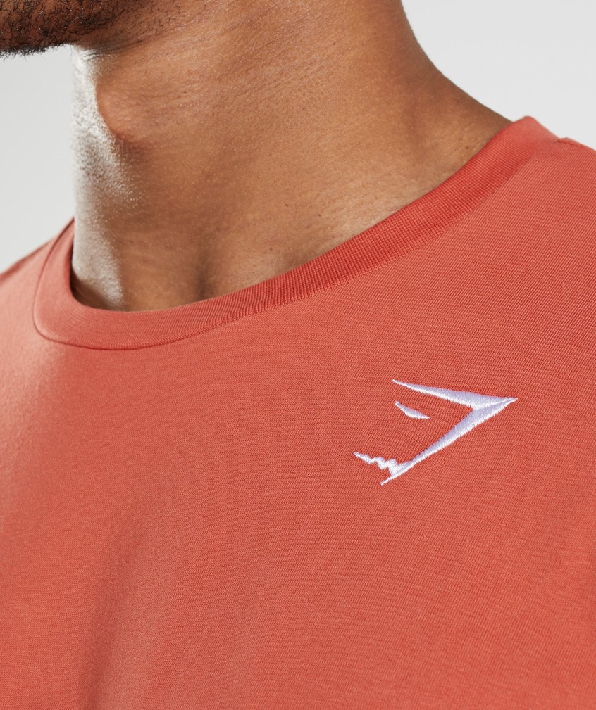 Red Men's Gymshark Crest T-Shirts | USA-57386