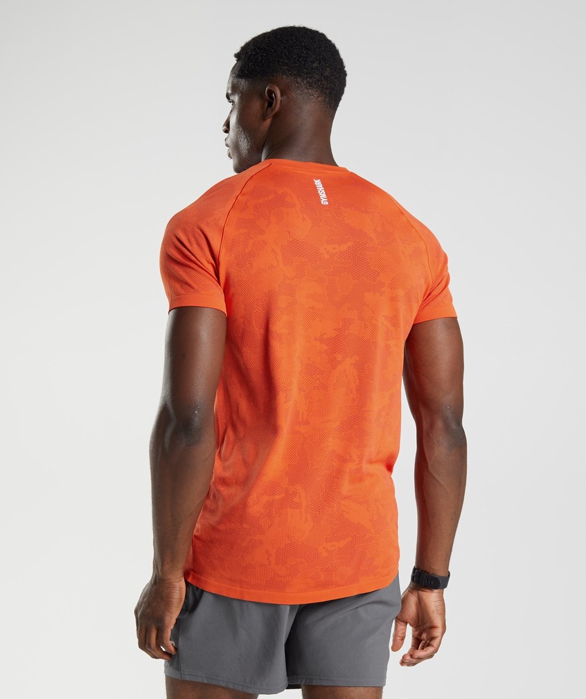 Red Men's Gymshark Geo Seamless T-Shirts | USA-14739