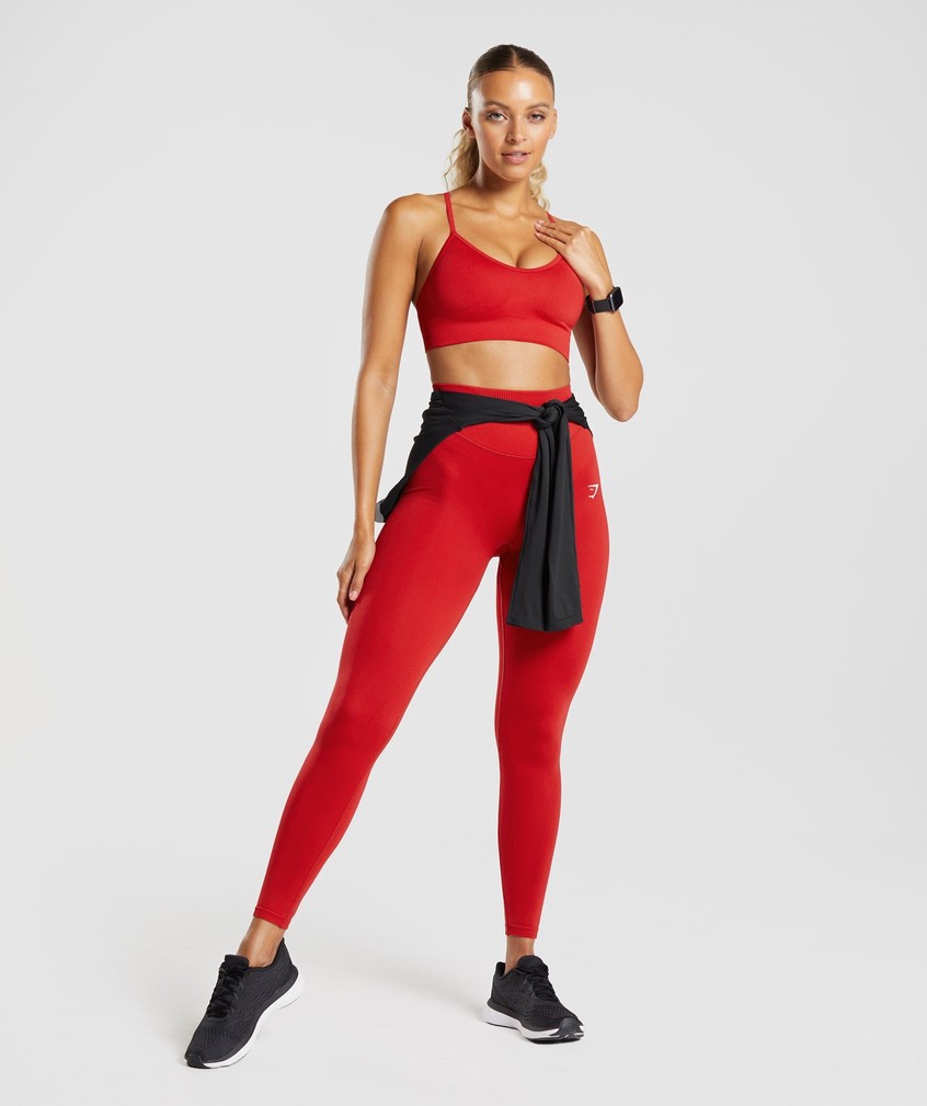 Red Women's Gymshark Sweat Seamless Sports Bra | USA-72509