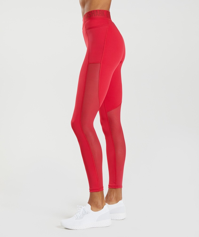 Red Women's Gymshark Training Brandmark Leggings | USA-19572