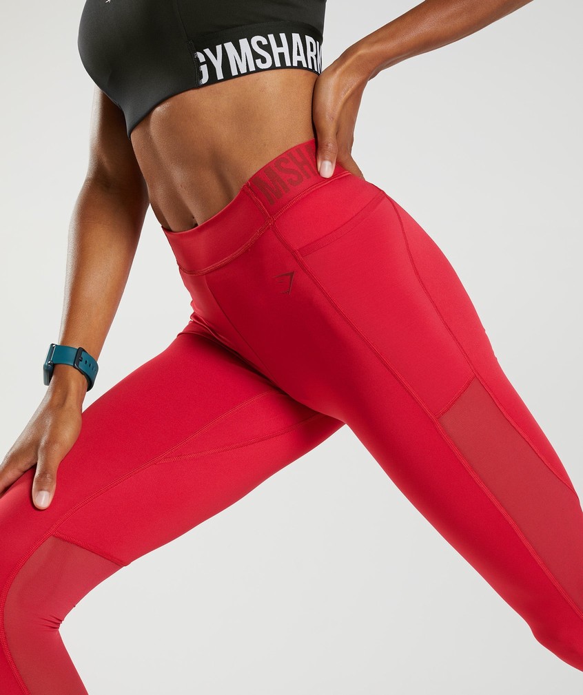 Red Women's Gymshark Training Brandmark Leggings | USA-19572