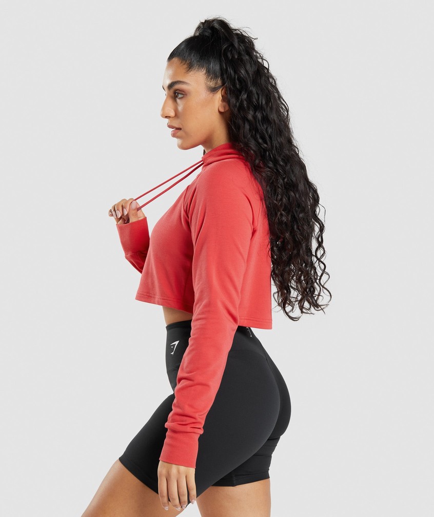 Red Women's Gymshark Training Cropped Hoodie | USA-81537