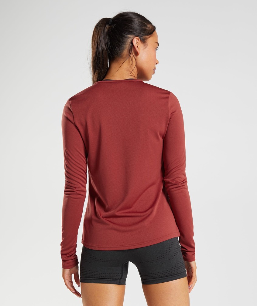 Red Women's Gymshark Training Long Sleeve Top T-Shirts | USA-23709