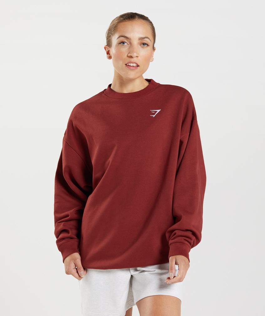 Red Women\'s Gymshark Training Oversized Swea Pullover | USA-52183