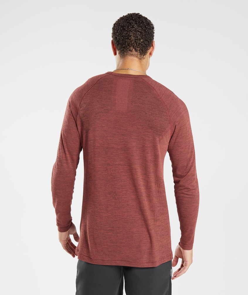 Rose Brown / Black Men's Gymshark Retake Seamless Long Sleeve T-Shirts | USA-51249