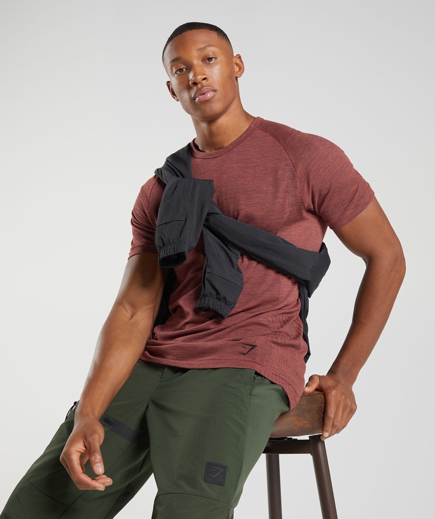 Rose Brown / Black Men's Gymshark Retake Seamless T-Shirts | USA-86523