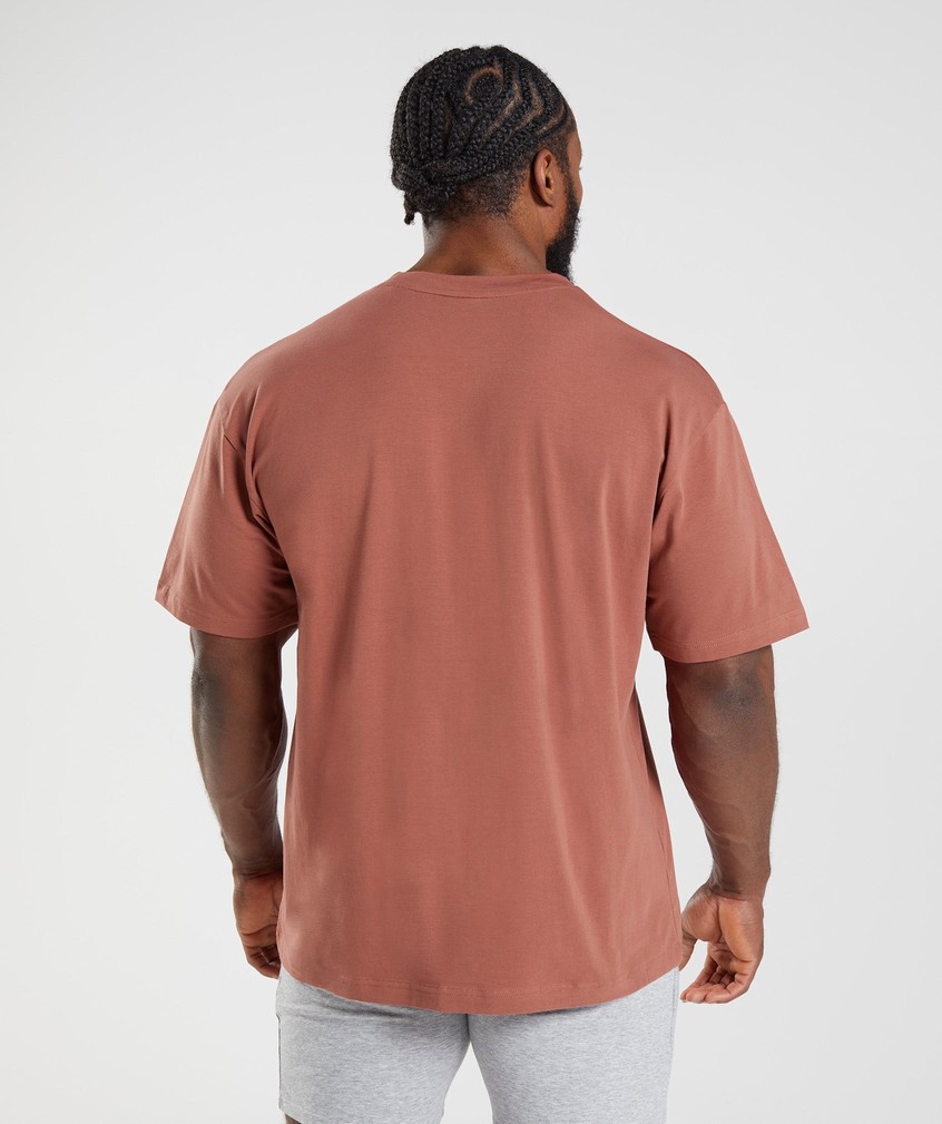 Rose Brown Men's Gymshark Essential Oversized T-Shirts | USA-74508