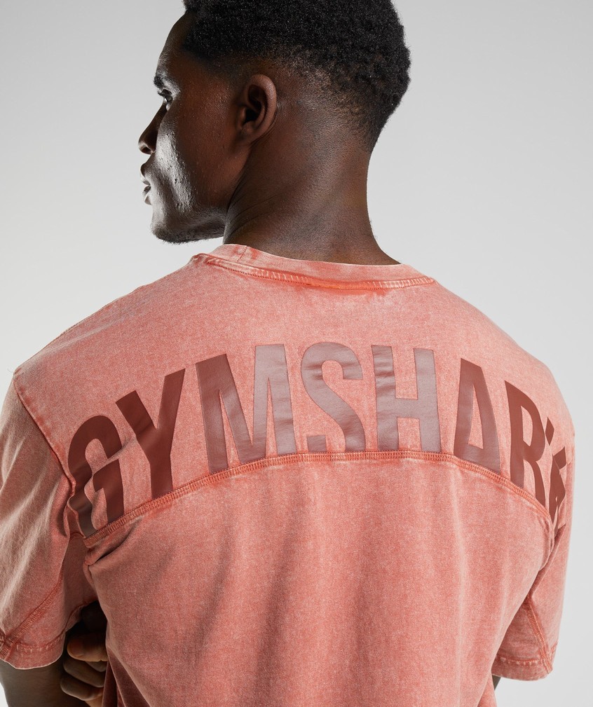 Rose Brown Men's Gymshark Power Washed T-Shirts | USA-74238