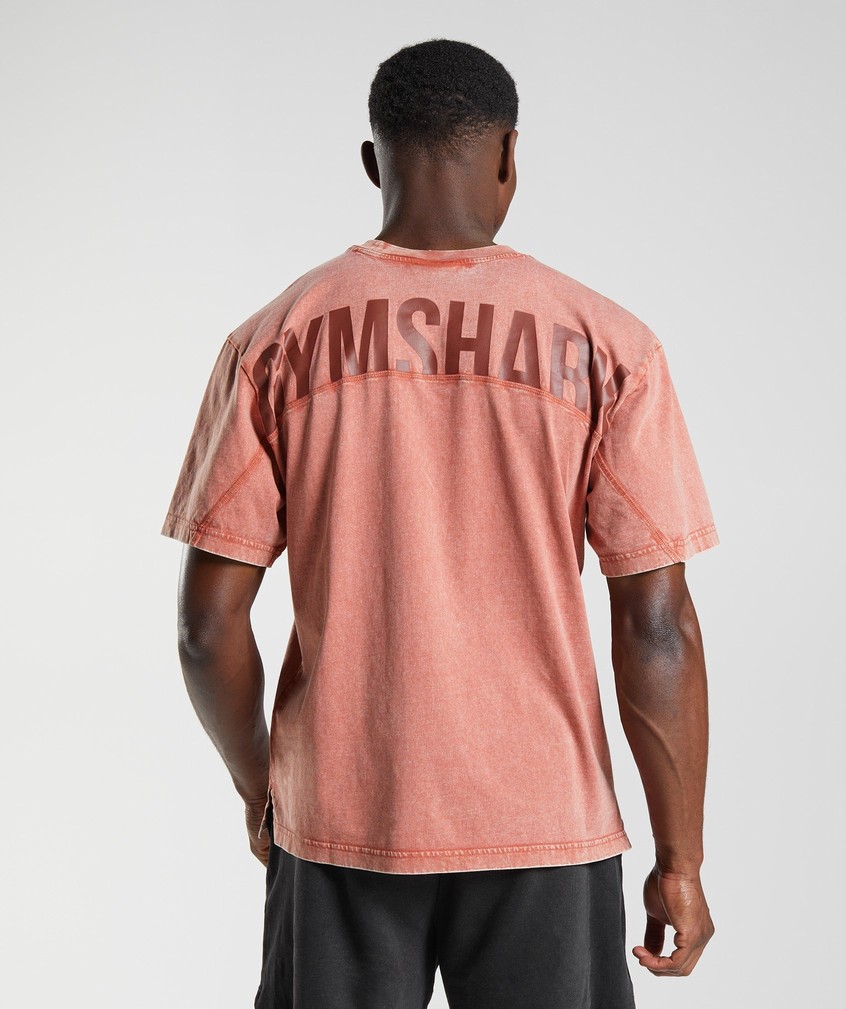 Rose Brown Men\'s Gymshark Power Washed T-Shirts | USA-74238