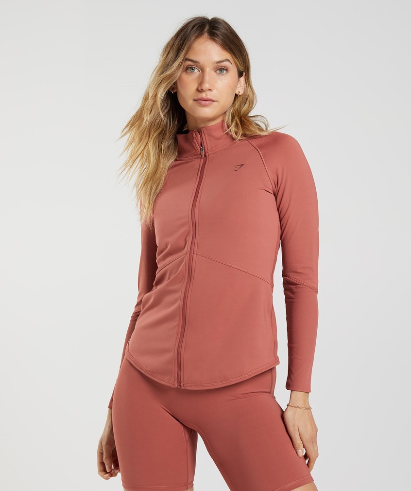 Rose Brown Women\'s Gymshark Elevate Zip Jackets | USA-91673