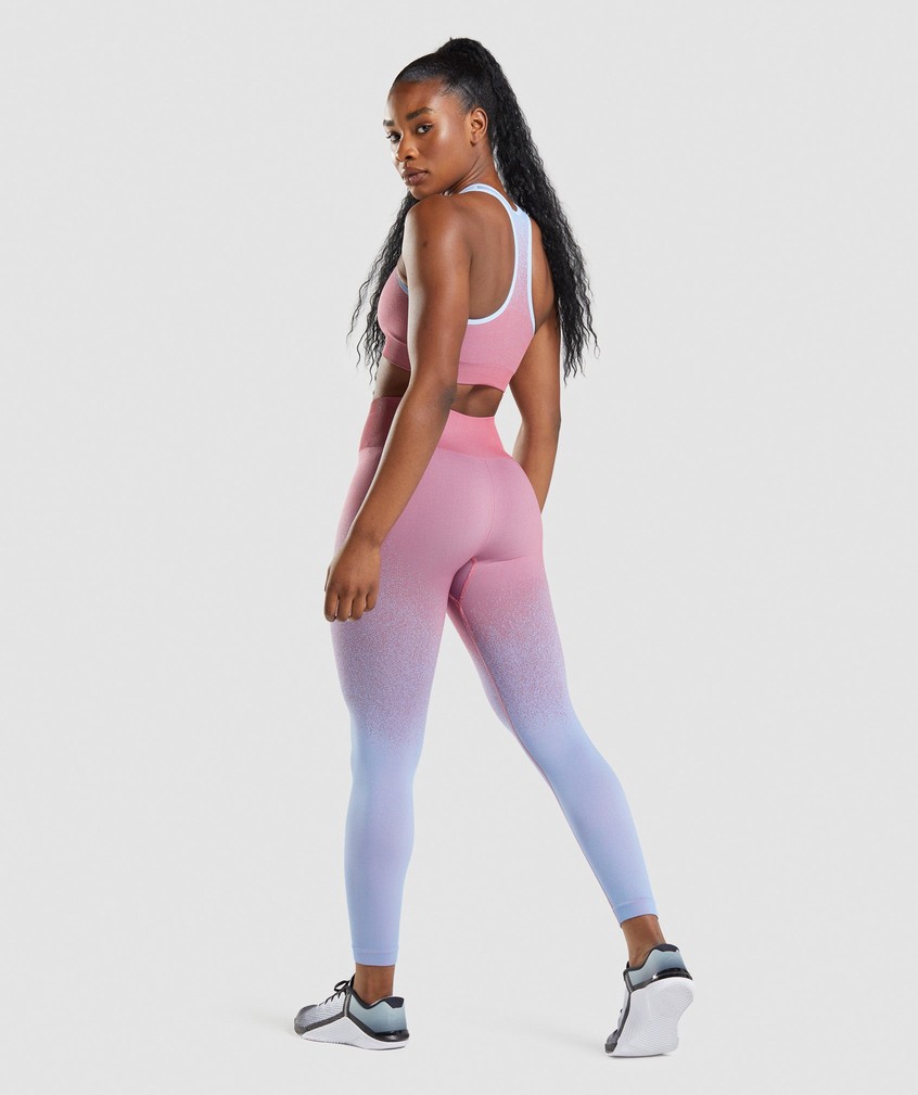 Rose Pink / Light Blue Women's Gymshark Adapt Ombre Seamless Leggings | USA-10752