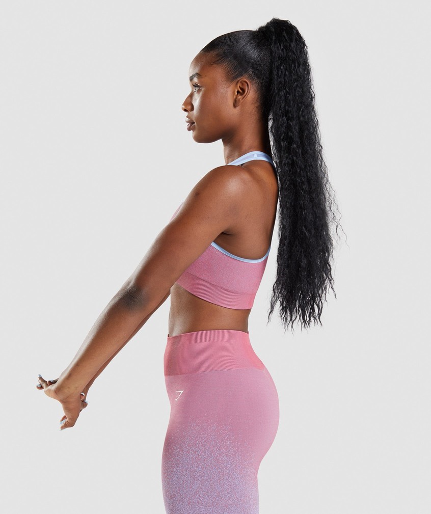 Rose Pink / Light Blue Women's Gymshark Adapt Ombre Seamless Sports Bra | USA-70398