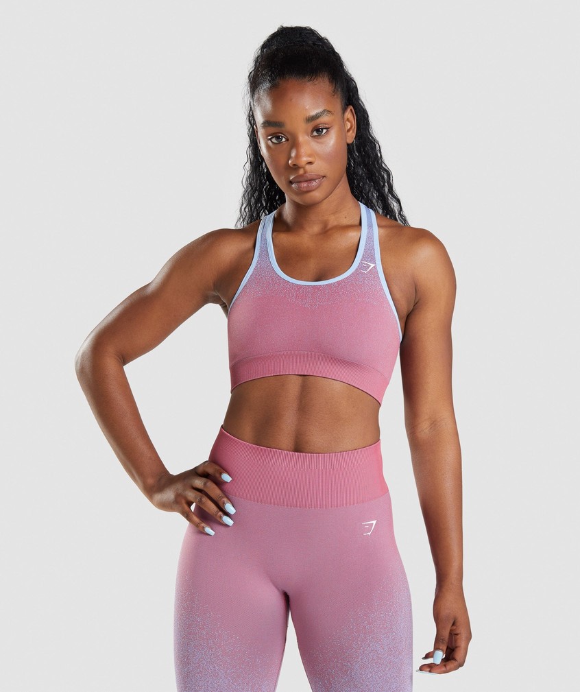 Rose Pink / Light Blue Women\'s Gymshark Adapt Ombre Seamless Sports Bra | USA-70398