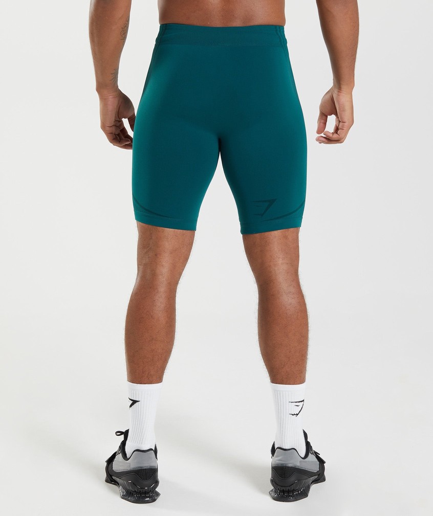 Turquoise / Black Men's Gymshark 315 Seamless 1/2 Shorts | USA-50762