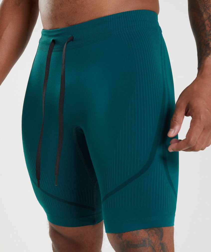 Turquoise / Black Men's Gymshark 315 Seamless 1/2 Shorts | USA-50762