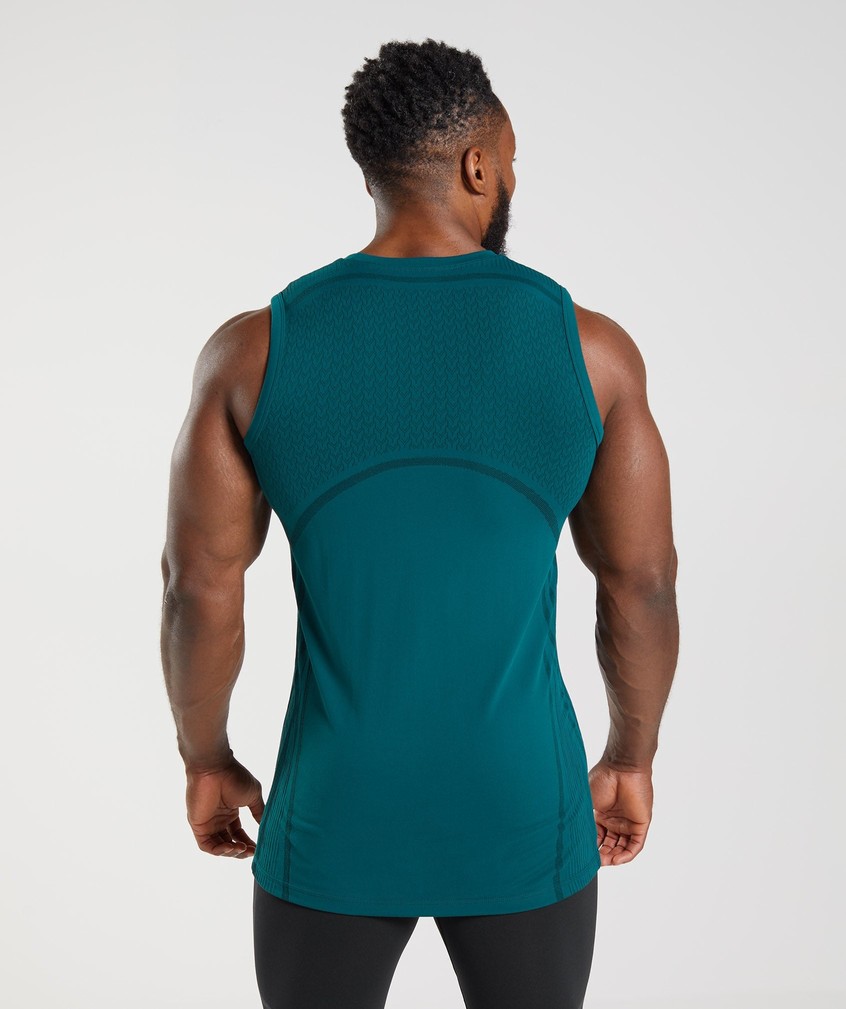 Turquoise / Black Men's Gymshark 315 Seamless Tank | USA-67230