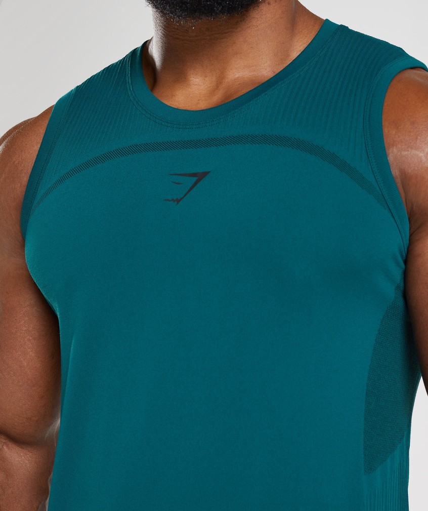 Turquoise / Black Men's Gymshark 315 Seamless Tank | USA-67230