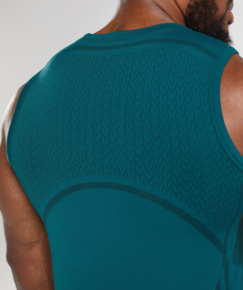 Turquoise / Black Men's Gymshark 315 Seamless Tank | USA-67230