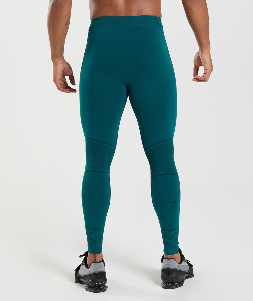 Turquoise / Black Men's Gymshark 315 Seamless Tights | USA-90538