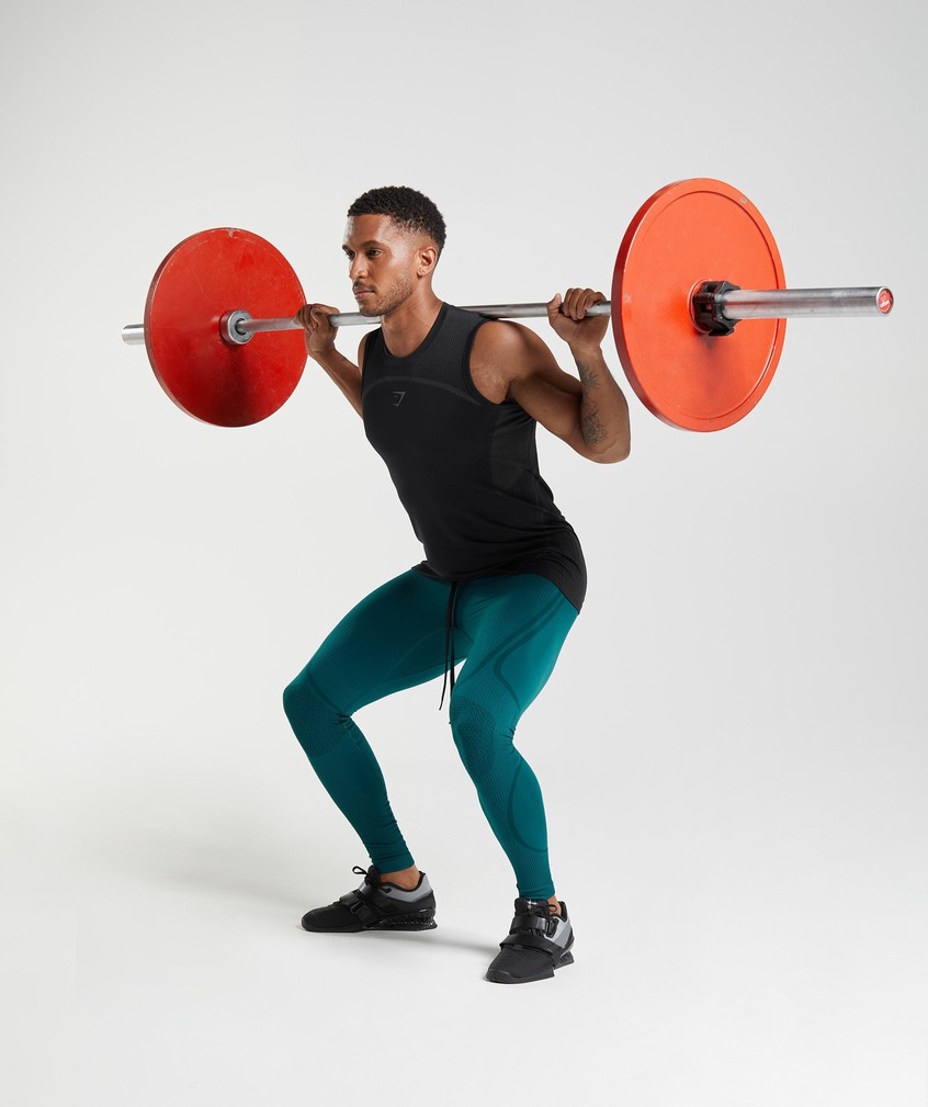 Turquoise / Black Men's Gymshark 315 Seamless Tights | USA-90538