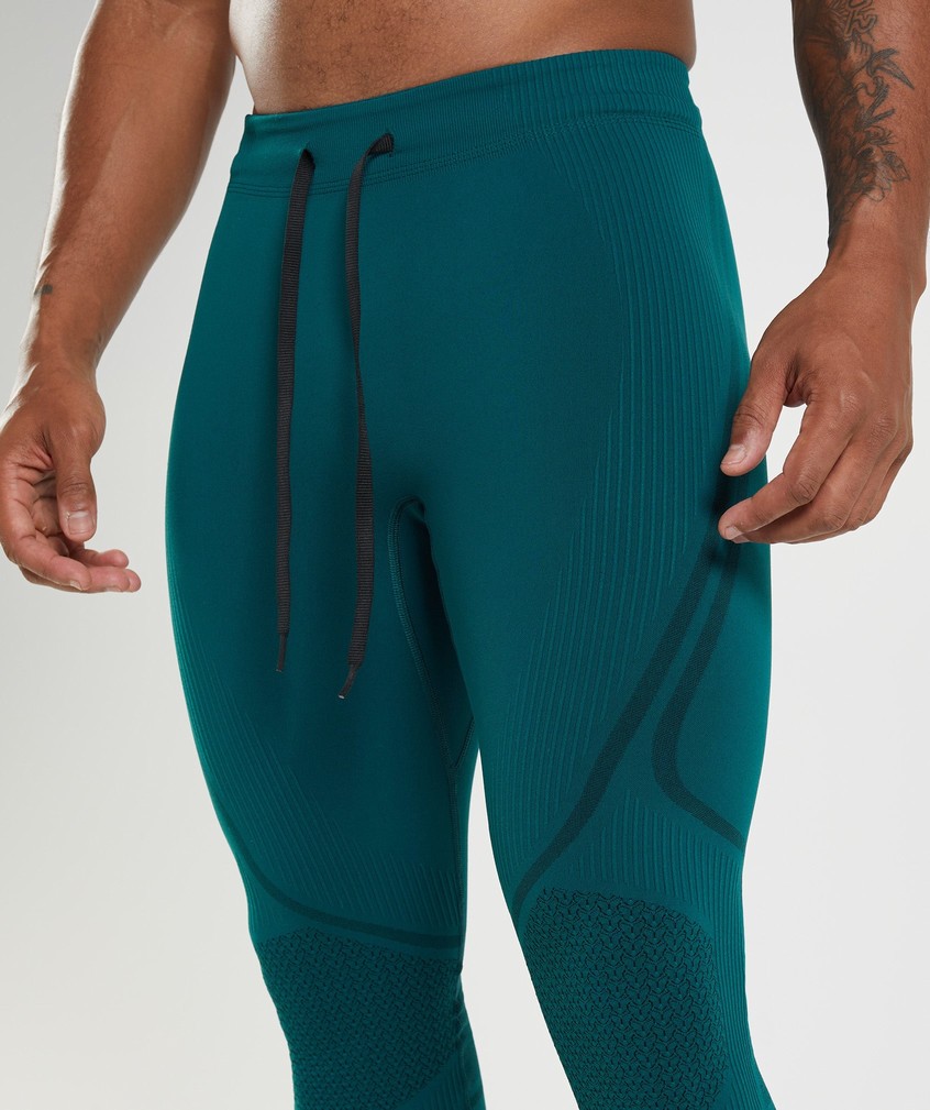 Turquoise / Black Men's Gymshark 315 Seamless Tights | USA-90538