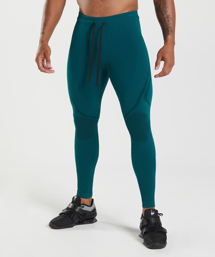 Turquoise / Black Men\'s Gymshark 315 Seamless Tights | USA-90538