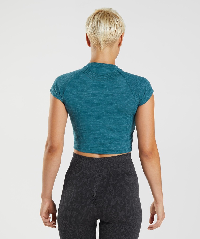 Turquoise / Blue Women's Gymshark 315 Crop Top T-Shirts | USA-10829