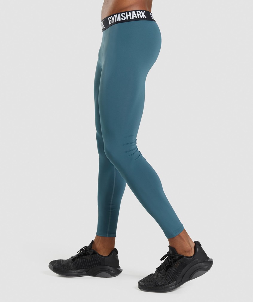 Turquoise Men's Gymshark Element Baselayer Leggings | USA-20675