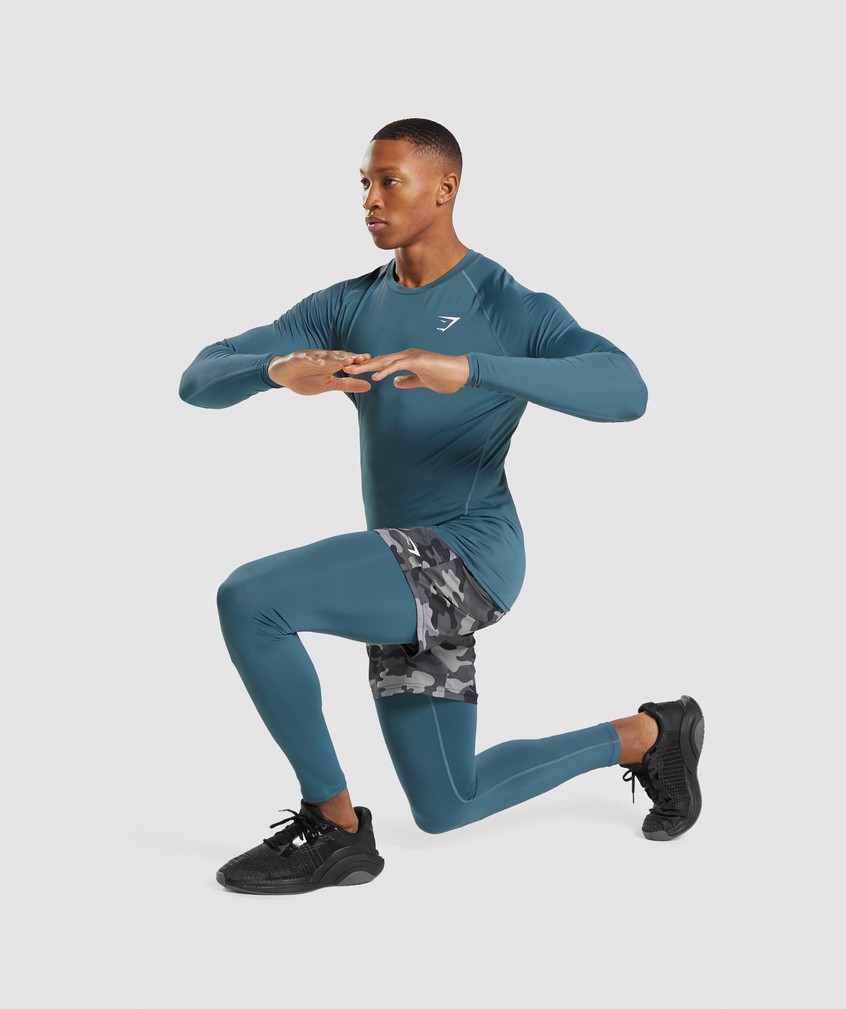 Turquoise Men's Gymshark Element Baselayer Leggings | USA-20675