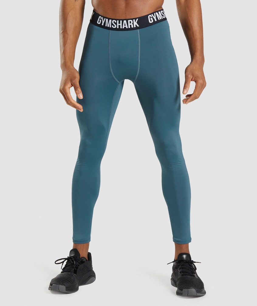 Turquoise Men\'s Gymshark Element Baselayer Leggings | USA-20675