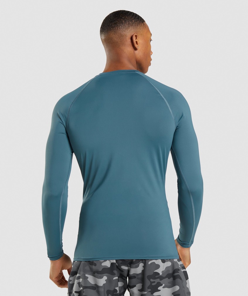 Turquoise Men's Gymshark Element Baselayer Long Sleeve T-Shirts | USA-26301