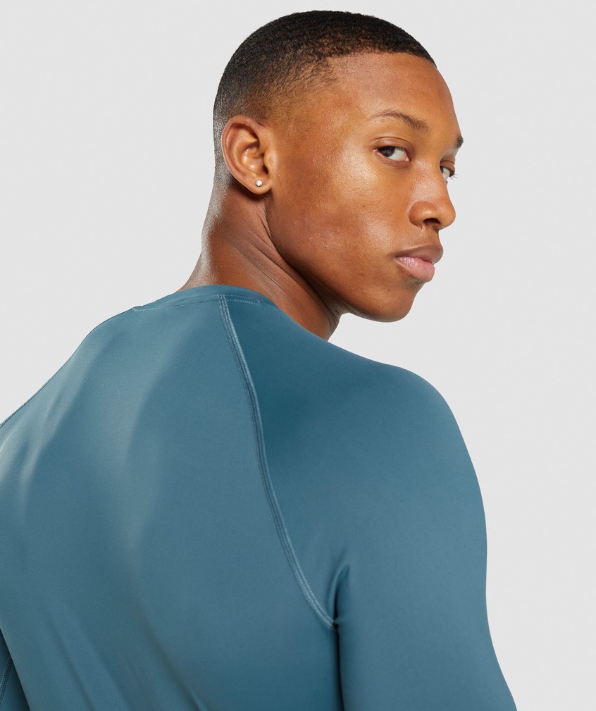 Turquoise Men's Gymshark Element Baselayer Long Sleeve T-Shirts | USA-26301