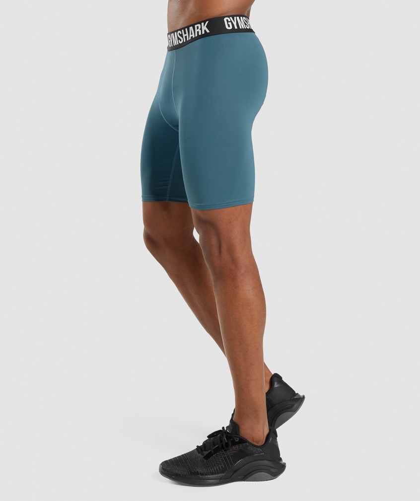 Turquoise Men's Gymshark Element Baselayer Shorts | USA-34682