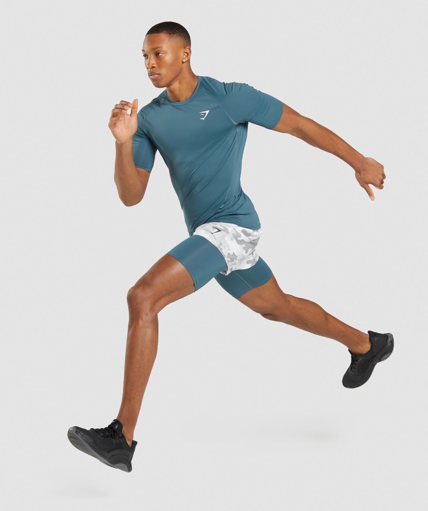 Turquoise Men's Gymshark Element Baselayer Shorts | USA-34682