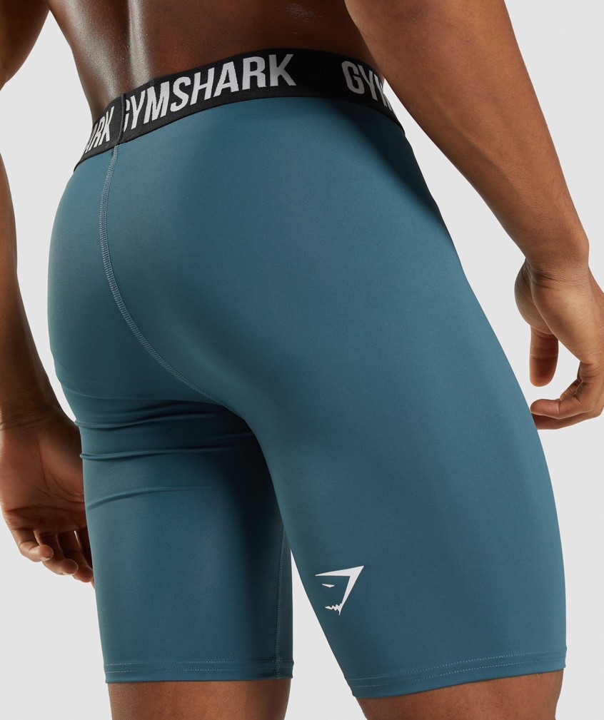 Turquoise Men's Gymshark Element Baselayer Shorts | USA-34682