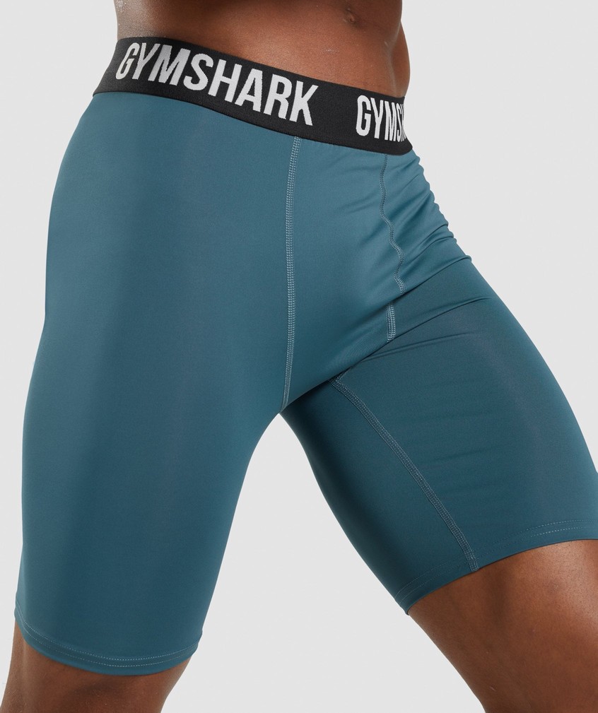 Turquoise Men's Gymshark Element Baselayer Shorts | USA-34682