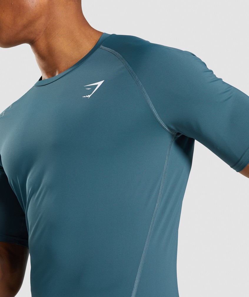 Turquoise Men's Gymshark Element Baselayer T-Shirts | USA-34861