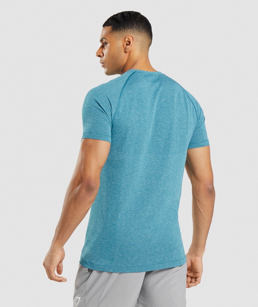 Turquoise Men's Gymshark Vital Light Seamless T-Shirts | USA-08695