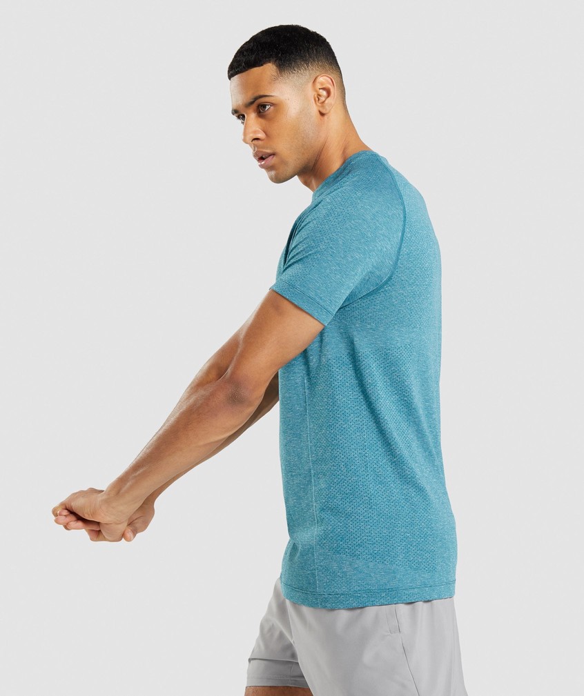 Turquoise Men's Gymshark Vital Light Seamless T-Shirts | USA-08695