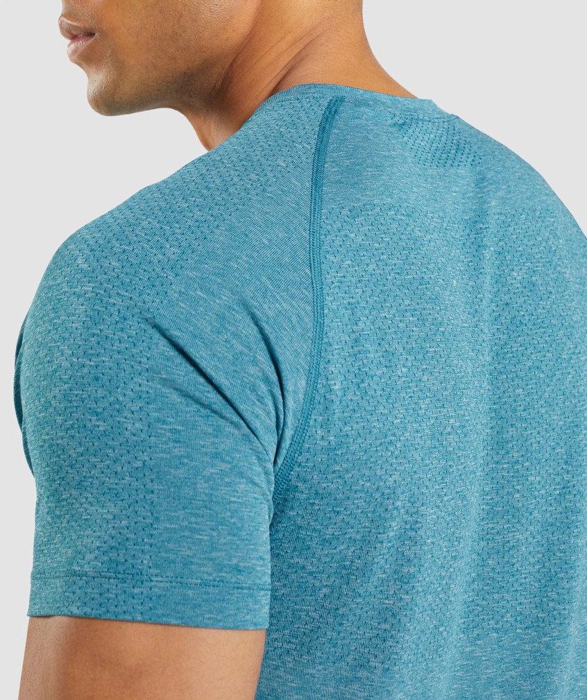 Turquoise Men's Gymshark Vital Light Seamless T-Shirts | USA-08695