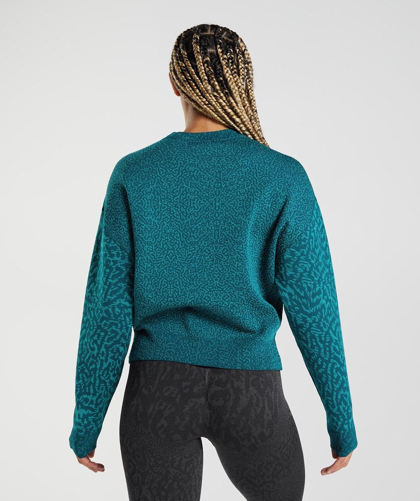 Turquoise Women's Gymshark Adapt Animal Swea Pullover | USA-28194