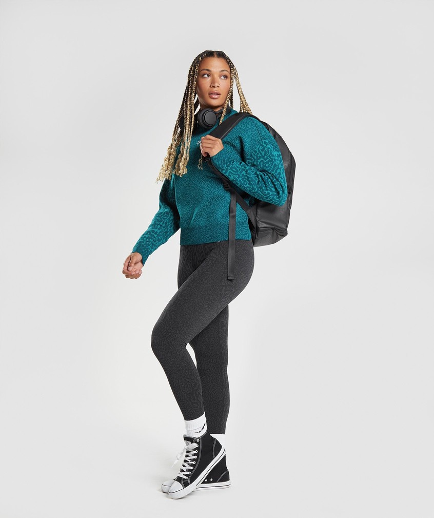 Turquoise Women's Gymshark Adapt Animal Swea Pullover | USA-28194