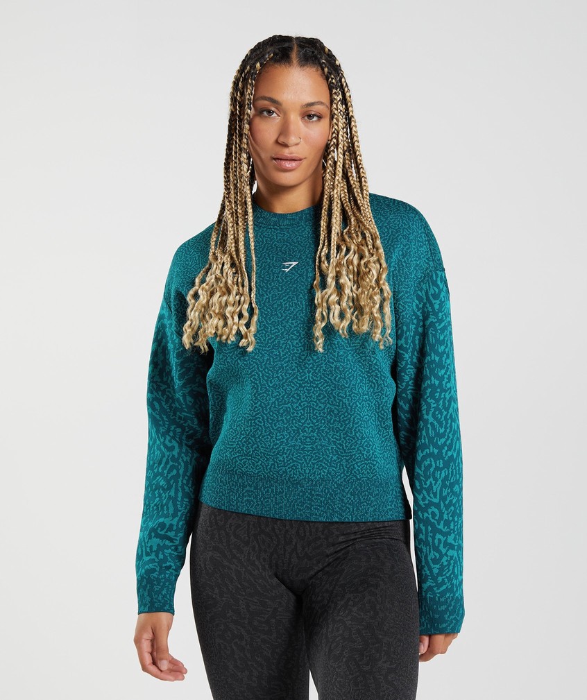 Turquoise Women\'s Gymshark Adapt Animal Swea Pullover | USA-28194