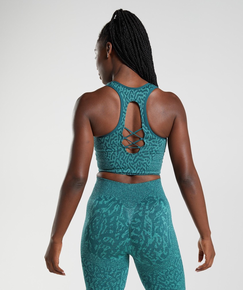 Turquoise Women's Gymshark Adapt Animal Seamless Crop Tank T-Shirts | USA-81795